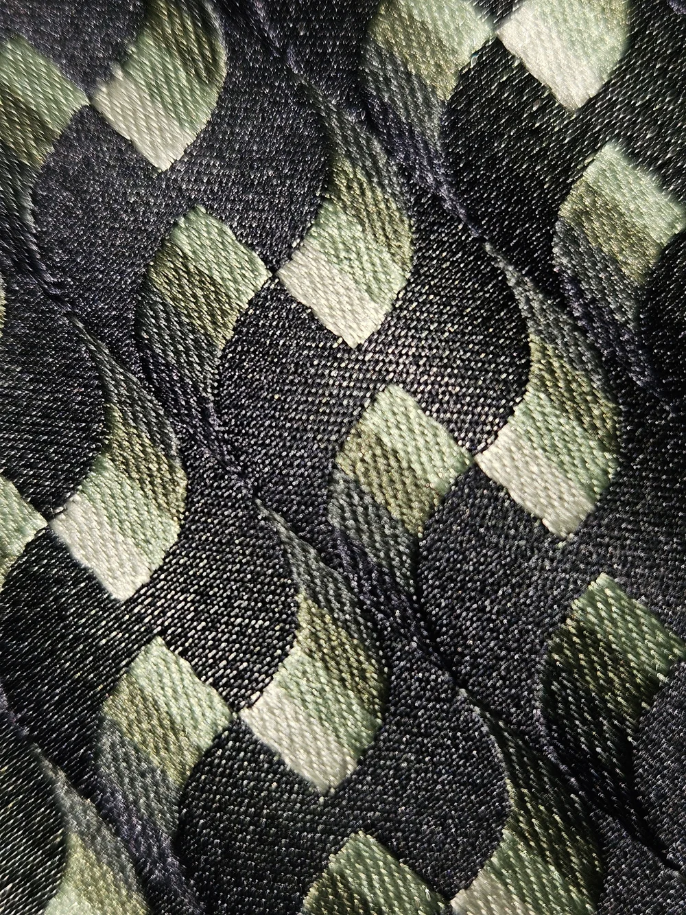 Geometric Olive & Cream Men's Tie by Necktie (Unbranded)